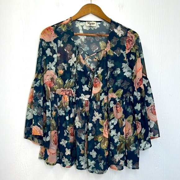 Show Me Your MuMu - Poet Tie Fall In Love Colorful Floral Blouse Size Small - Picture 10 of 12